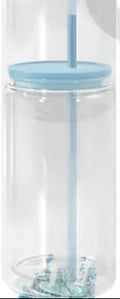 BLUE 16 OZ Glass Snowglobe Cup