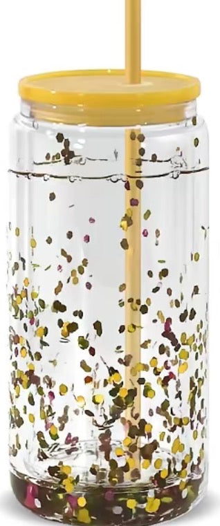 YELLOW 16 OZ Glass Snowglobe Cup